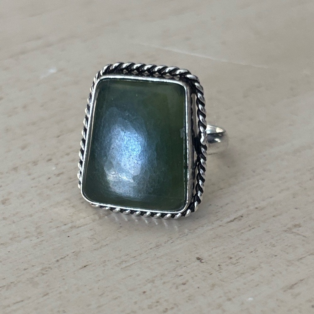 Green Stone  Silver Ring
